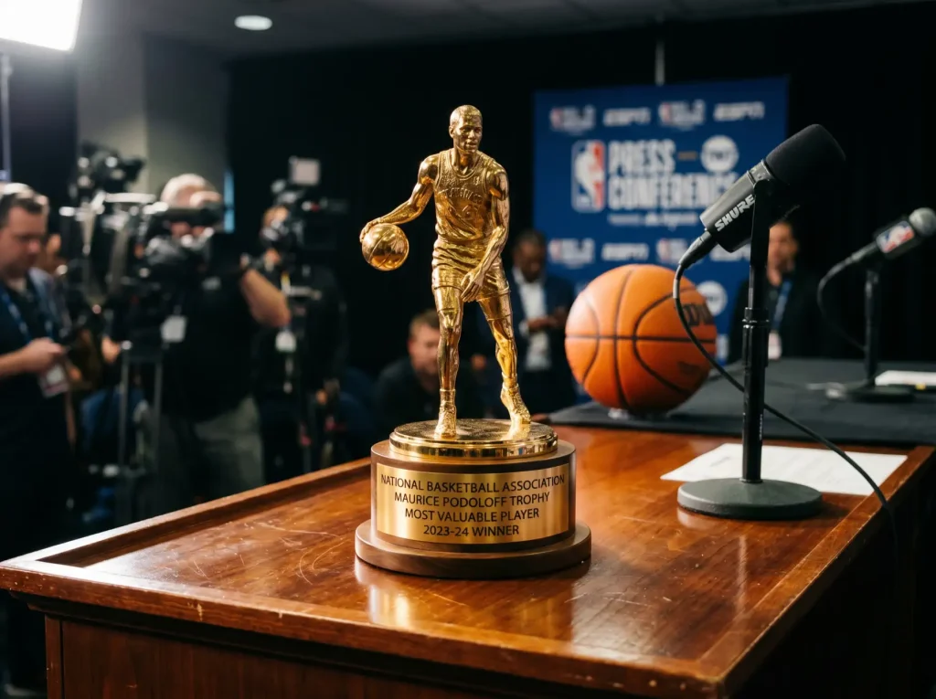 Trofeo MVP NBA con cuotas de candidatos y estadísticas de temporada