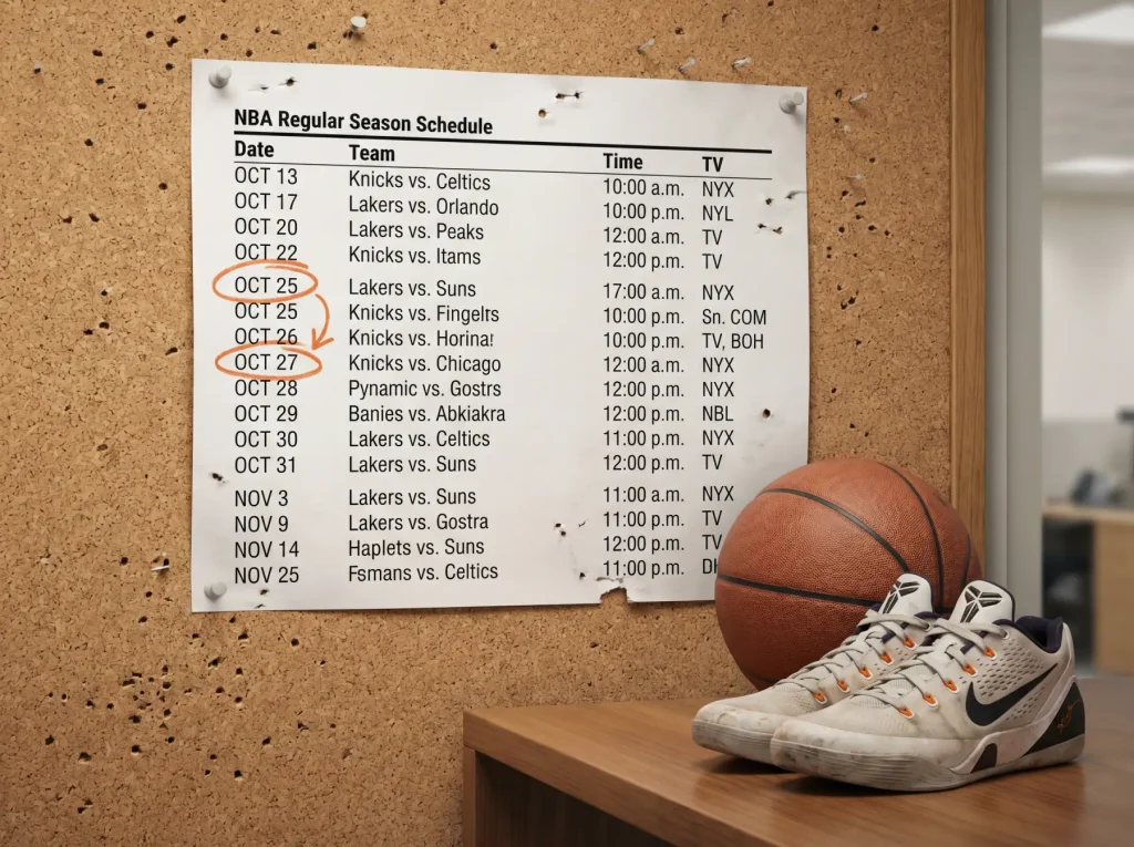 Calendario NBA con partidos consecutivos marcados y efecto en el spread