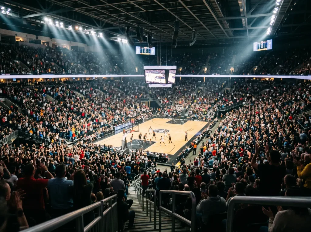 Mapa mundial iluminado con países que reciben retransmisiones NBA y datos de audiencia